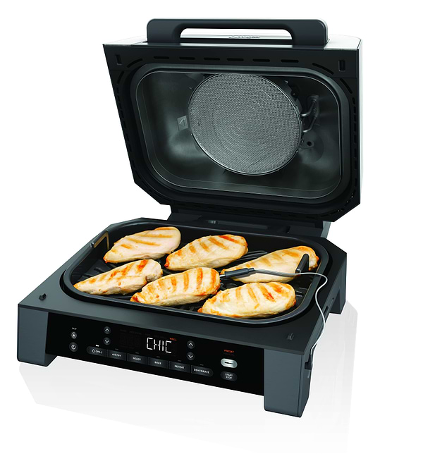 Фото - Уцінка - Гриль-барбекю електричний Ninja Foodi MAX Air Grill & Air Fryer з Сooking probe (DG551EU)
