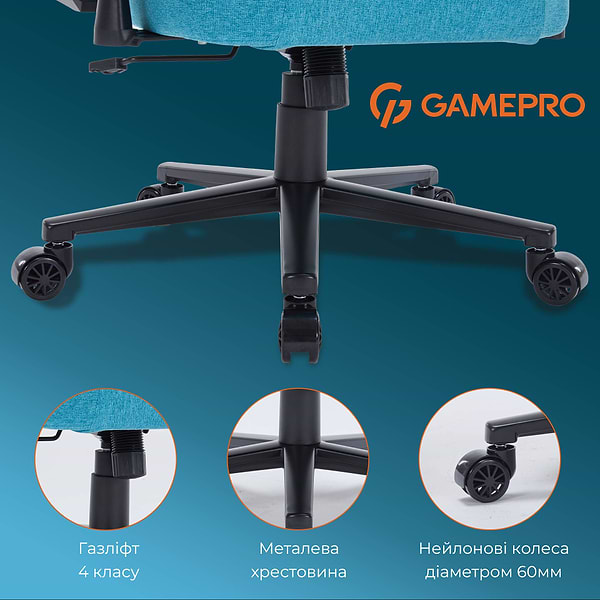 Фото - Крісло для геймерів GamePro FGC750LB Size L Fabric Light Blue