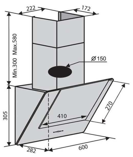 Фото - Уценка - Вытяжка декоративная Ventolux DIAMOND 60 BG (1000) TRC