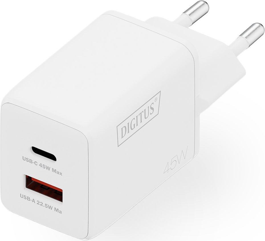 Мережевий зарядний пристрій Digitus GaN 1хUSB-C 1хUSB-A 45W (DA-10302)