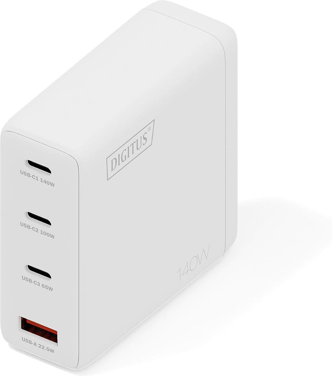 Мережевий зарядний пристрій Digitus GaN 3хUSB-C 1хUSB-A 140W (DA-10305)