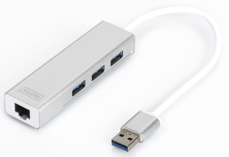 Хаб USB Digitus Gigabit Ethernet USB 3.0 White (DA-70250-1) - Фото 1