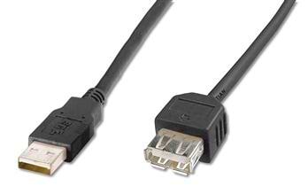 Кабель USB type A - USB type A Digitus USB 2.0 (AM/AF) 1.8m Black - Фото 1