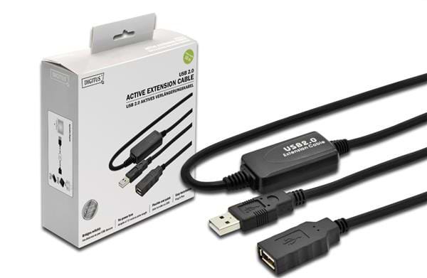 Кабель USB type A - USB type A Digitus USB 2.0 (AM/AF) 5.0m Black - Фото 1