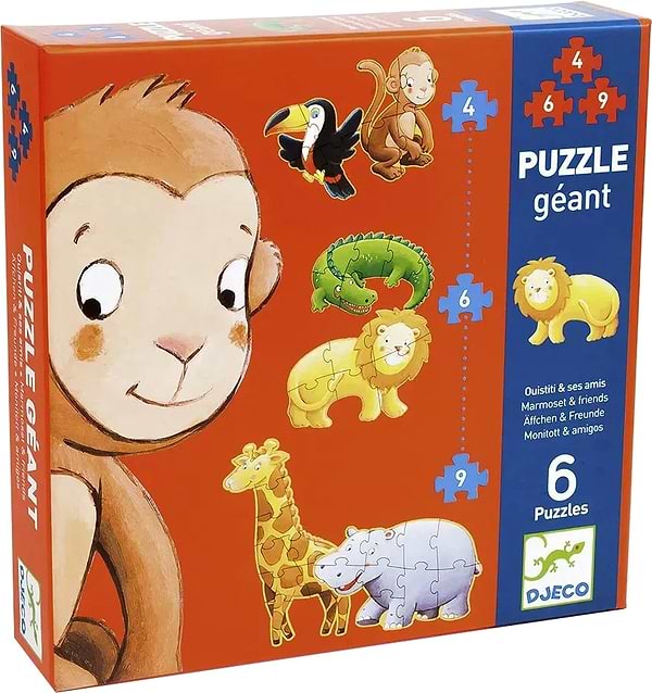 Фото - Пазли (до 2 років) Djeco Мавпочка Остін і його друзі 4х6х9 гігант (DJ07114) Фото - Пазли (до 2 років) Djeco Мавпочка Остін і його друзі 4х6х9 гігант (DJ07114)