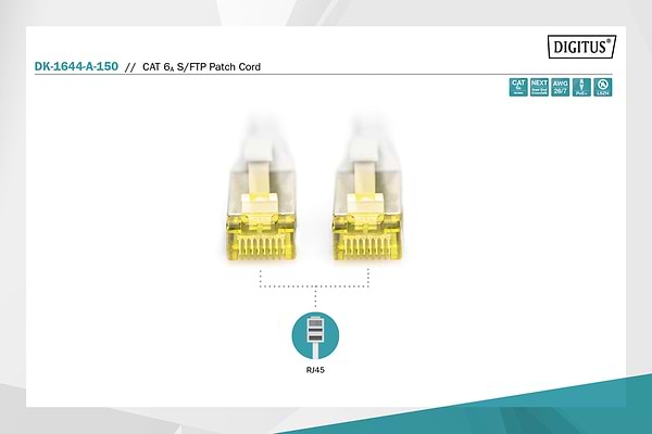 Фото - Кабель патч-корд Digitus CAT 6a S-FTP, 15м  Grey (DK-1644-A-150)