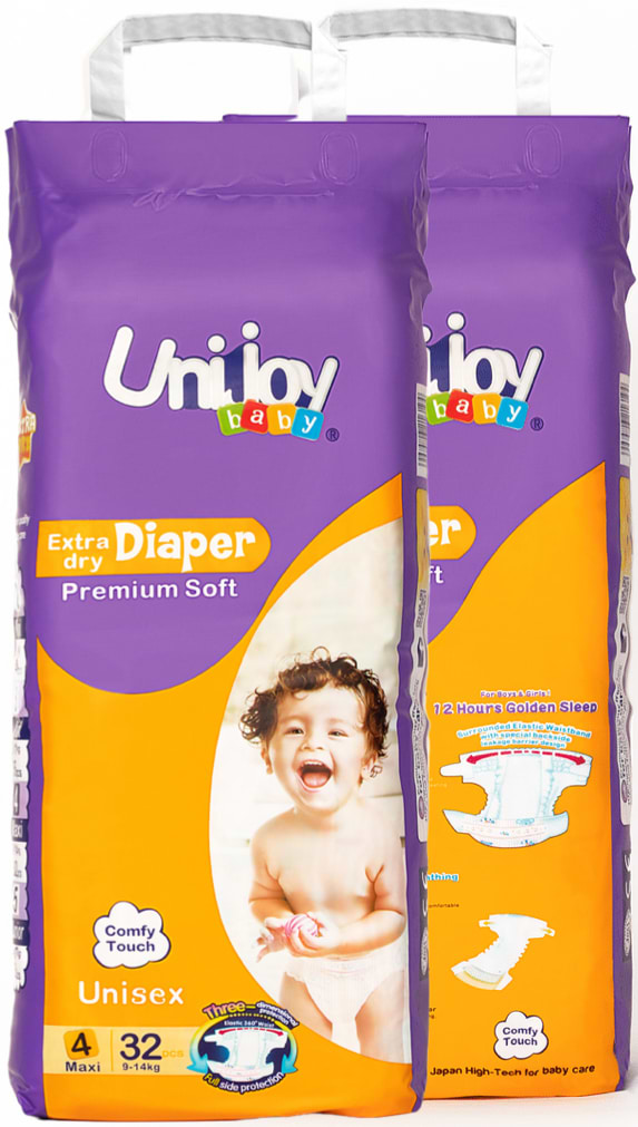 Фото - Одноразові підгузки Unijoy Soft Diapers L 9-14 кг 32 шт. (6998526216194)