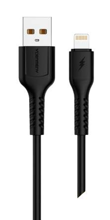 Кабель Denmen D42L Silicone Lightning 2.4A 1m Black (DM-D42L-BK)