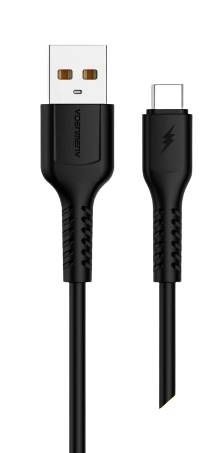 Фото - Кабель синхронизации данных Denmen D42T Silicone USB Type-C 2.4A 1m Black (DM-D42T-BK)