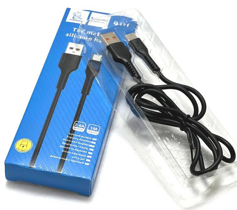 Фото - Кабель синхронизации данных Denmen D42T Silicone USB Type-C 2.4A 1m Black (DM-D42T-BK)