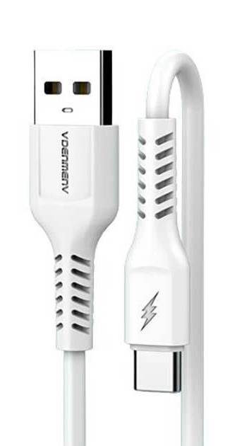 Фото - Кабель синхронизации данных Denmen D42T Silicone USB Type-C 2.4A 1m White (DM-D42T-WH)
