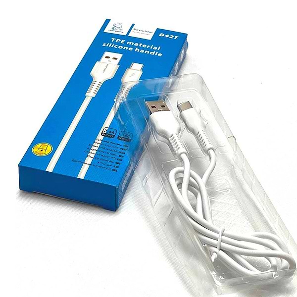 Фото - Кабель синхронизации данных Denmen D42T Silicone USB Type-C 2.4A 1m White (DM-D42T-WH)