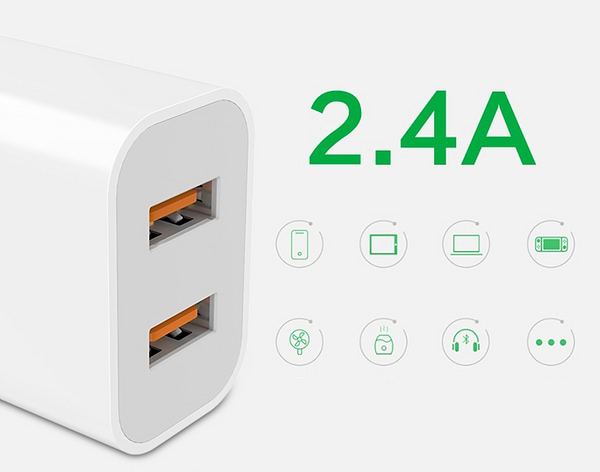 Фото - Уцінка - Мережевий зарядний пристрій Denmen DC05 2.4A 2USB White (DM-DC05-WH)