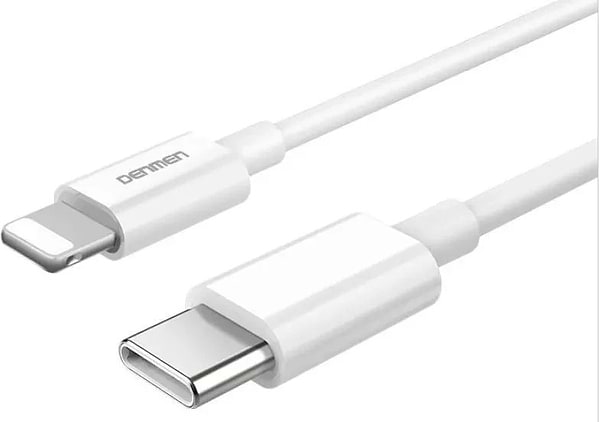 Фото - Мережевий зарядний пристрій Denmen DC06 20W 3.6A USB-C White з кабелем Type-C - Lightning (DM-DC06L-WH)