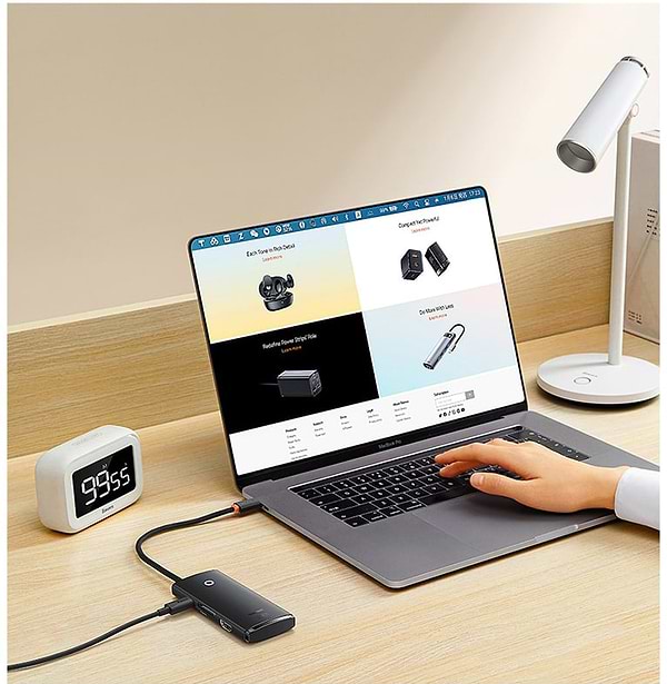 Фото - Хаб USB Baseus Type-C to HDMI+USB3.0*2+Type-C Data+SD/TF Black (WKQX050001)