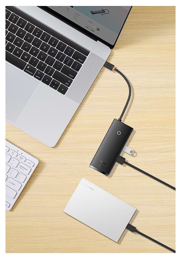 Фото - Хаб USB Baseus Type-C to HDMI+USB3.0*2+Type-C Data+SD/TF Black (WKQX050001)