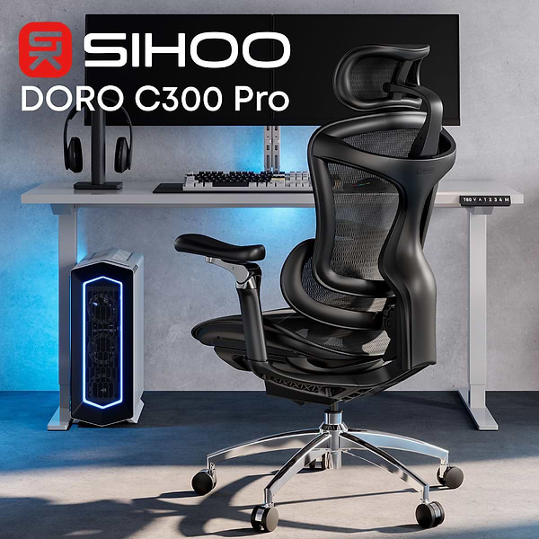 Фото - Уценка - Кресло офисное Sihoo DORO C300 Pro Mesh Black (DORO-C300-PRO-M101)