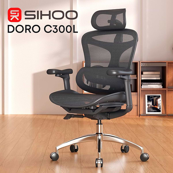 Фото - Крісло офісне Sihoo DORO C300L Mesh Black (DORO-C300L-A3-101)