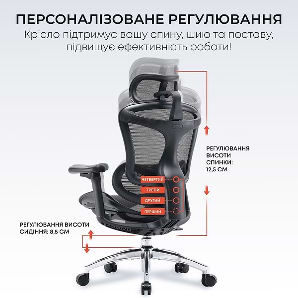 Фото - Крісло офісне Sihoo DORO C300L Mesh Black (DORO-C300L-A3-101)