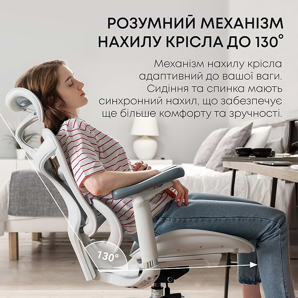 Фото - Крісло офісне Sihoo DORO C300L Mesh White (DORO-C300L-A3-102)