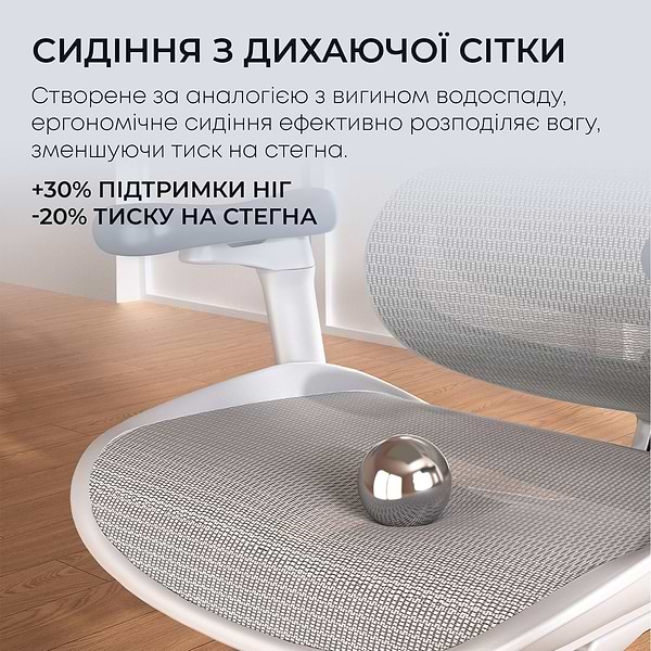 Фото - Крісло офісне Sihoo DORO C300L Mesh White (DORO-C300L-A3-102)