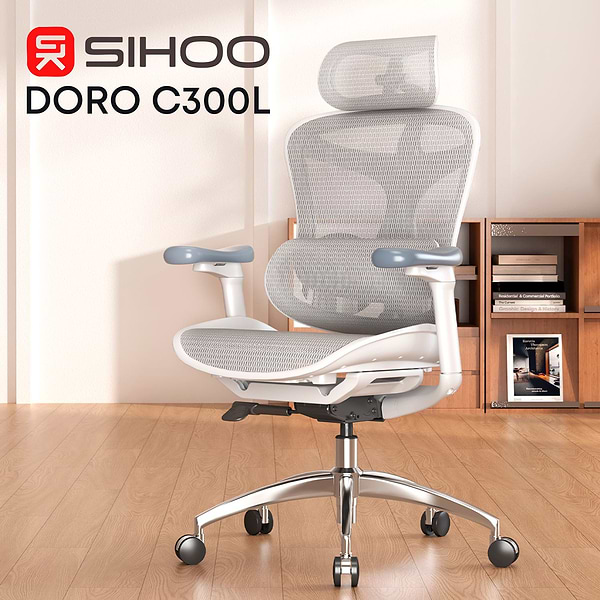 Фото - Крісло офісне Sihoo DORO C300L Mesh White (DORO-C300L-A3-102)