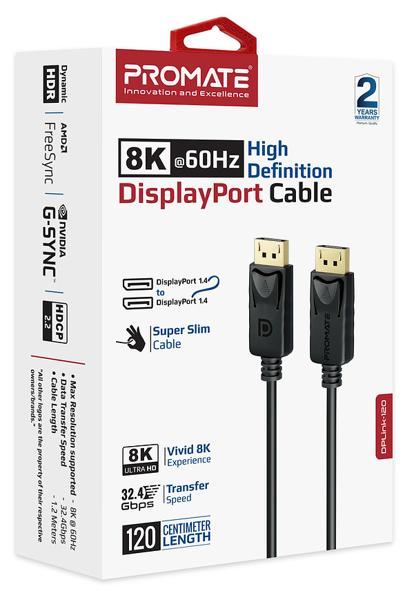 Фото - Кабель Promate DisplayPort 1.4 (Dplink-120.Black)