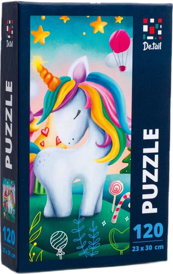 Пазлы картонные (5-7 лет) De.tail «Little cute unicorn» (120 элем.) (DT100-07)       	 - Фото 1