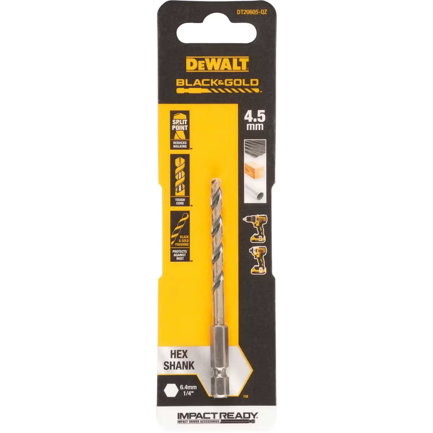 Свердло DeWALT EXTREME IMPACT Black&Gold HSS-G (DT20605)