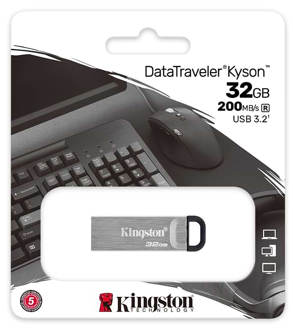 Фото - Флеш USB Kingston DataTraveler Kyson 32GB USB 3.2 Silver-Black (DTKN/32GB)