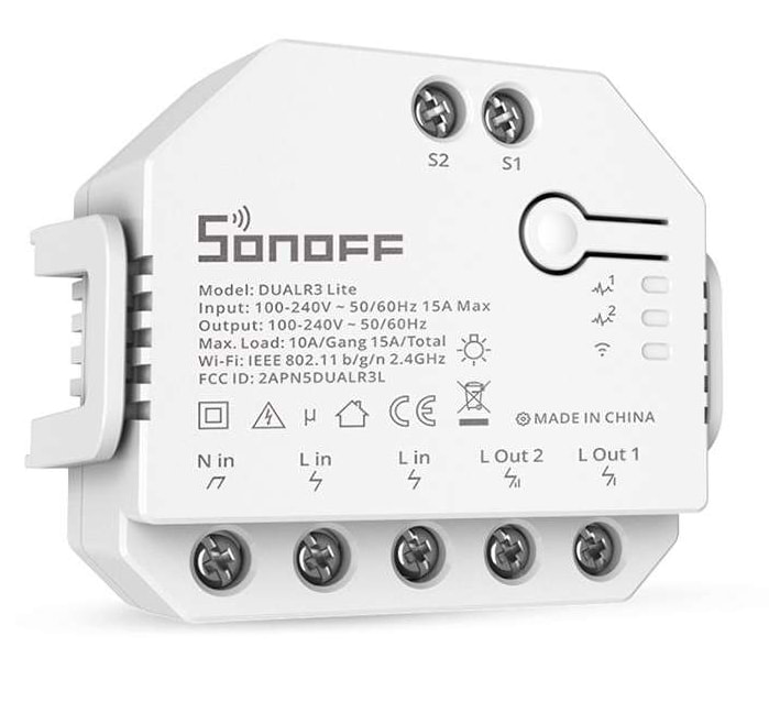 Релейний вимикач Sonoff Wi-Fi із подвійним реле (DUALR3-LITE)