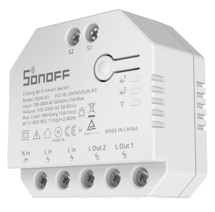 Релейний вимикач Sonoff Wi-Fi із подвійним реле та вимірюванням потужності (DUALR3)