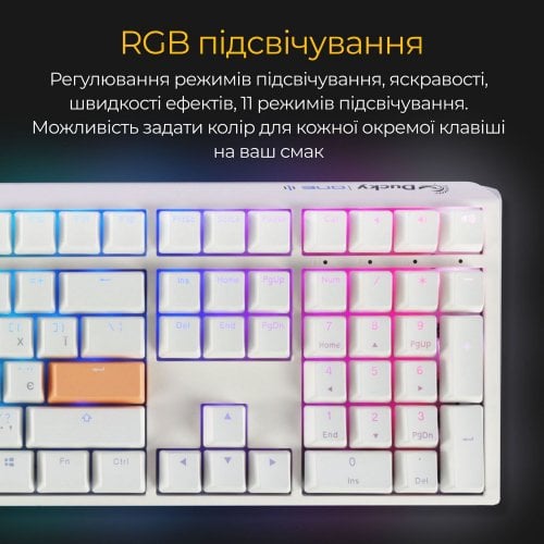 Фото - Клавиатура проводная игровая Ducky One 3 Cherry MX Red RGB White UA (DKON2108ST-RUAPXPWWWSC1)