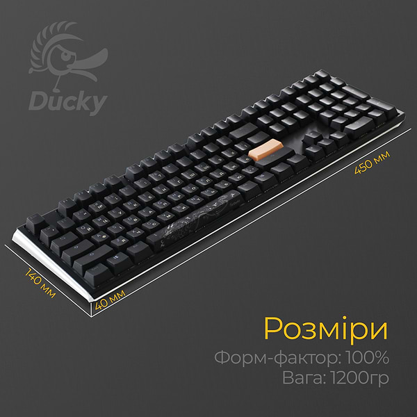 Фото - Клавіатура дротова ігрова Ducky One 3 Cherry MX Blue RGB Black UA (DKON2108ST-CUAPXCLAWSC1)