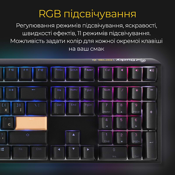 Фото - Клавіатура дротова ігрова Ducky One 3 Cherry MX Blue RGB Black UA (DKON2108ST-CUAPXCLAWSC1)