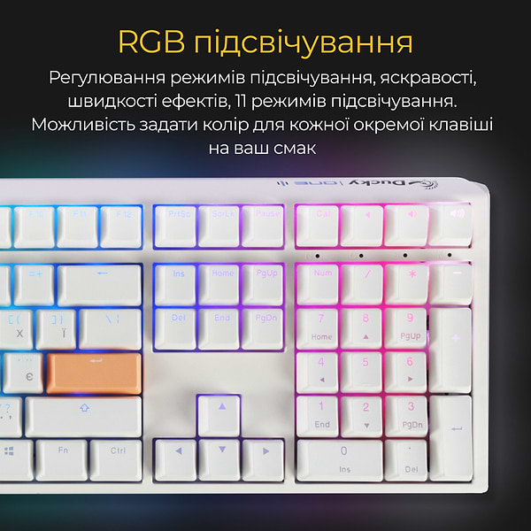 Фото - Клавіатура дротова ігрова Ducky One 3 Cherry MX Blue RGB White UA (DKON2108ST-CUAPXPWWWSC1)