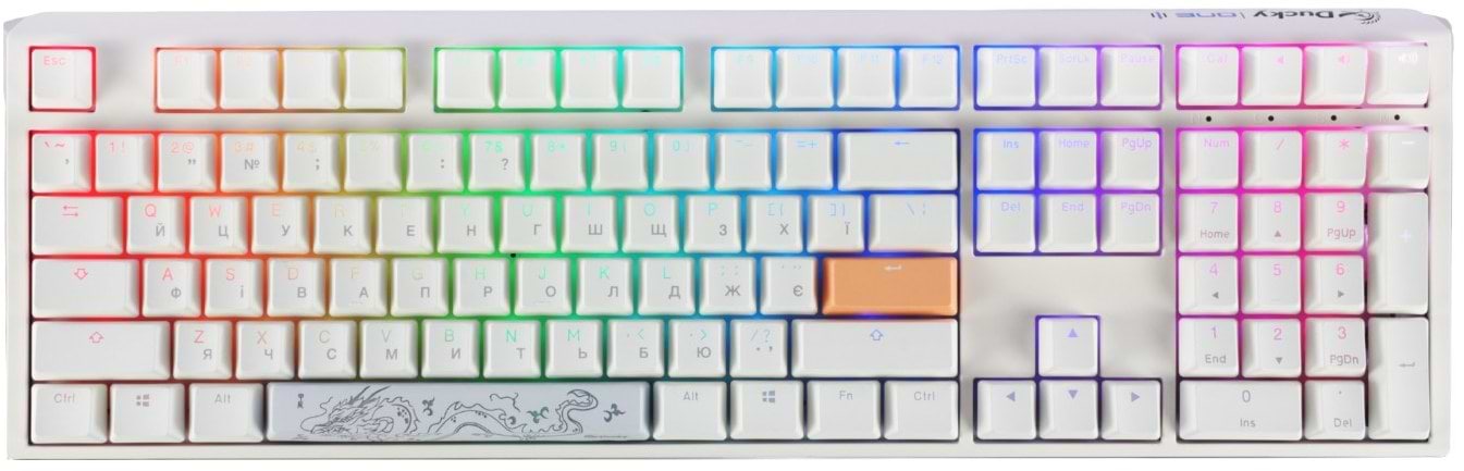 Клавіатура дротова ігрова Ducky One 3 Cherry MX Blue RGB White UA (DKON2108ST-CUAPXPWWWSC1) - Фото 1