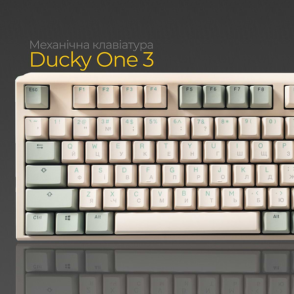 Фото - Клавіатура дротова ігрова Ducky One 3 Cherry MX Red Matcha Cream UA (DKON2108-RUAPXМAEGGC1)