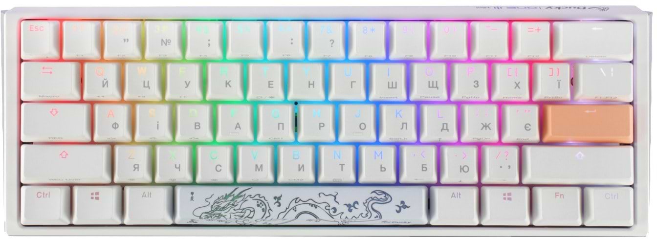 Клавиатура проводная игровая Ducky One 3 Mini Cherry MX Red RGB White UA (DKON2161ST-RUAPXPWWWSC1) - Фото 1