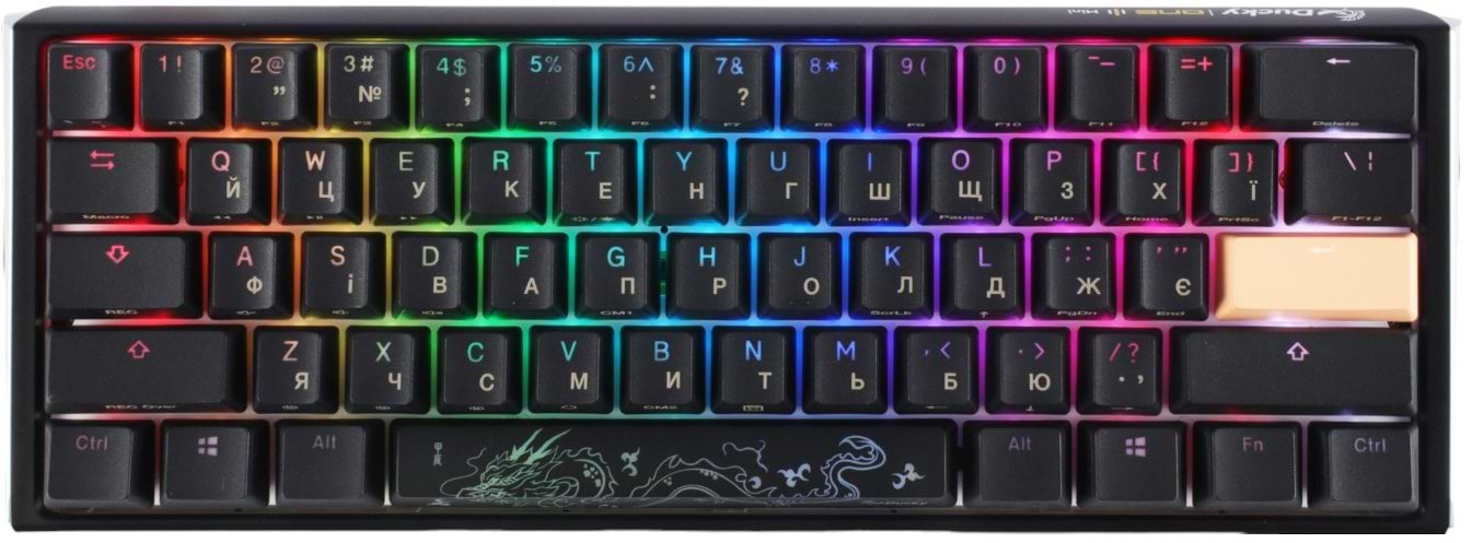 Клавиатура проводная игровая Ducky One 3 Mini Cherry MX Silent red RGB Black UA (DKON2161ST-SUAPXCLAWSC1) - Фото 1