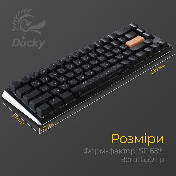 Фото - Клавіатура дротова ігрова Ducky One 3 SF Cherry MX Red RGB Black UA (DKON2167ST-RUAPXCLAWSC1)