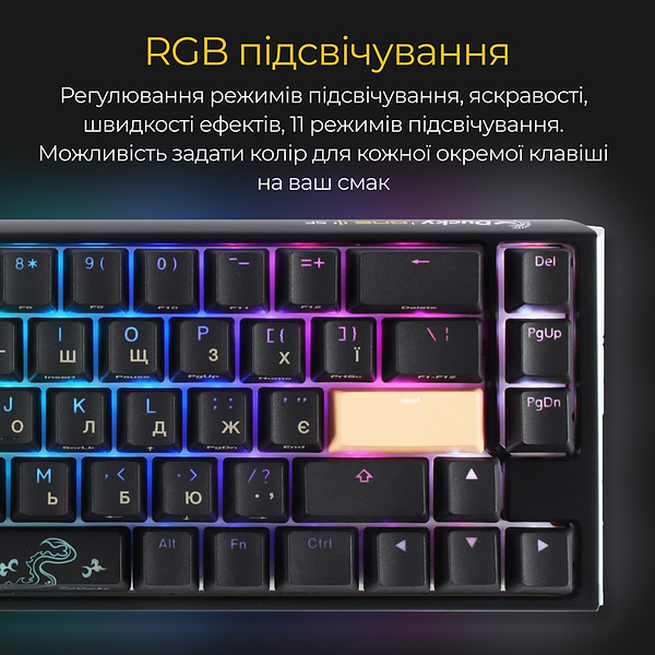Фото - Клавіатура дротова ігрова Ducky One 3 SF Cherry MX Red RGB Black UA (DKON2167ST-RUAPXCLAWSC1)