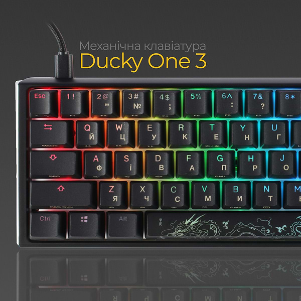 Фото - Клавіатура дротова ігрова Ducky One 3 SF Cherry MX Red RGB Black UA (DKON2167ST-RUAPXCLAWSC1)