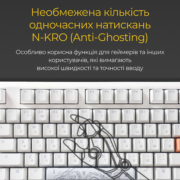 Фото - Клавіатура дротова ігрова Ducky One 3 TKL Cherry MX Blue RGB White UA (DKON2187ST-CUAPXPWWWSC1)
