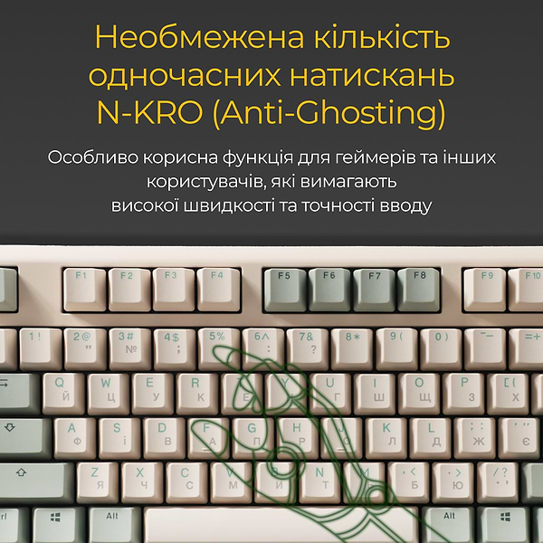 Фото - Клавиатура проводная игровая Ducky One 3 TKL Cherry MX Silent red Matcha Cream UA (DKON2187-SUAPXМAEGGC1)