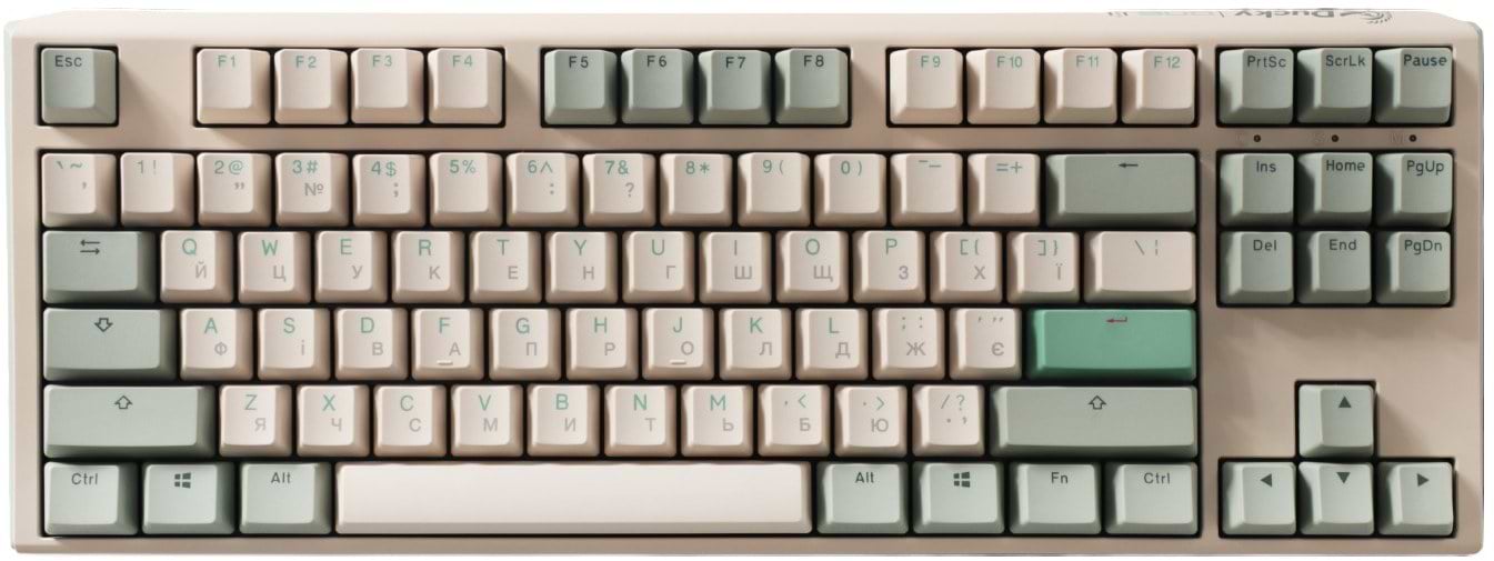 Клавіатура дротова ігрова Ducky One 3 TKL Cherry MX Red Matcha Cream UA (DKON2187-RUAPXМAEGGC1) - Фото 1