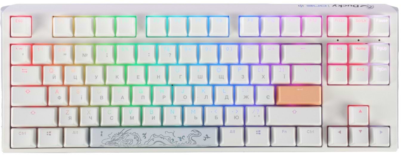 Клавиатура проводная игровая Ducky One 3 TKL Cherry MX Brown RGB White UA (DKON2187ST-BUAPXPWWWSC1) - Фото 1