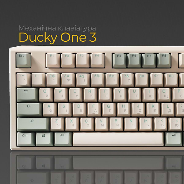 Фото - Клавіатура дротова ігрова Ducky One 3 TKL Cherry MX Speed silver Matcha Cream UA (DKON2187-PUAPXМAEGGC1)