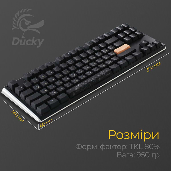 Фото - Клавіатура дротова ігрова Ducky One 3 TKL Cherry MX Speed silver RGB Black UA (DKON2187ST-PUAPXCLAWSC1)