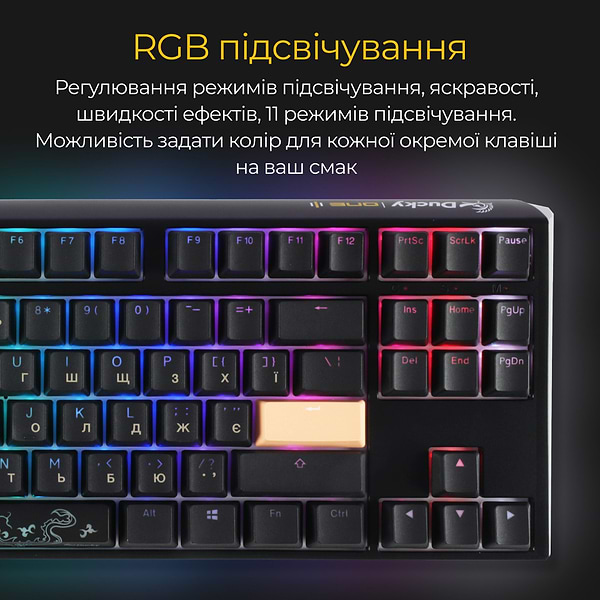 Фото - Клавіатура дротова ігрова Ducky One 3 TKL Cherry MX Speed silver RGB Black UA (DKON2187ST-PUAPXCLAWSC1)
